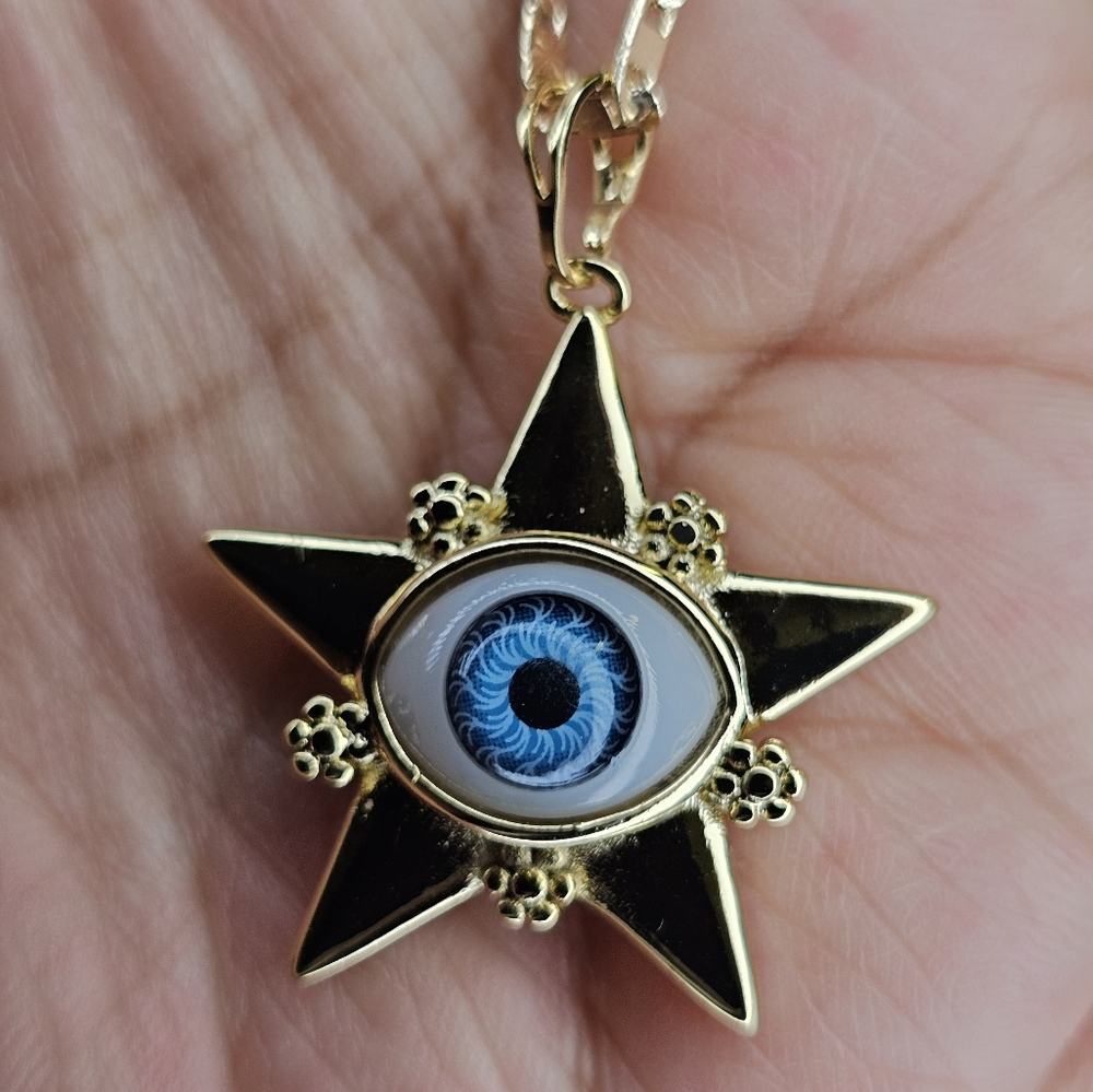 Gold and Black Star Pendant Necklace